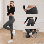 Thermo-Leggings Damen Fleece in Grau, Seitenansicht mit Detailaufnahmen