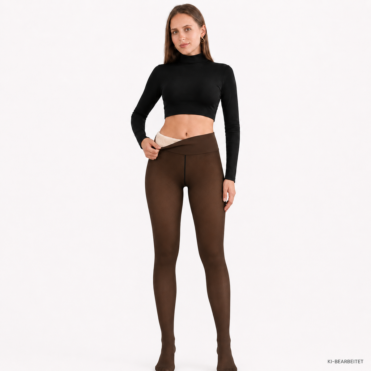 Thermo-Strumpfhose Damen Fleece nahtlos in Bronze