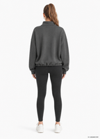 Fleece-Sweatshirt Damen Half-Zip in Grau, Rückansicht