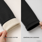 Vergleich unser Fleece-Futter gegen gewöhnliche Leggings