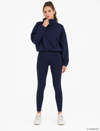 Fleece-Sweatshirt Damen Half-Zip in Navy, Frontansicht